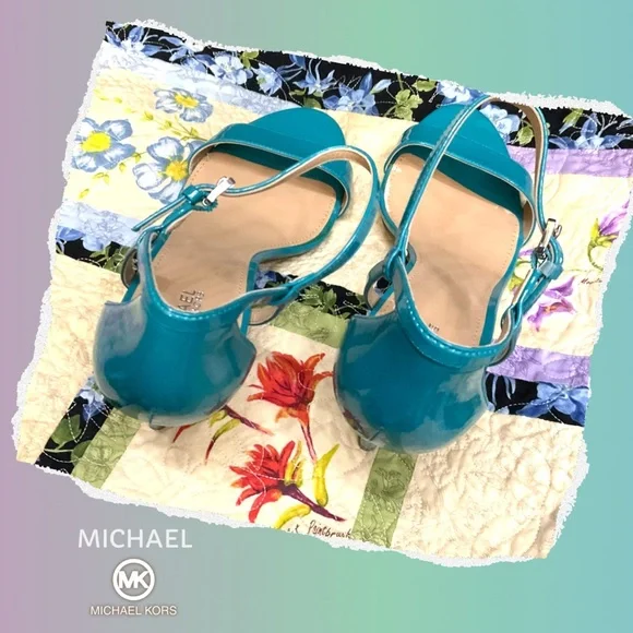 MICHAEL Michael Kors Teal Heels NWOT - Picture 4 of 5